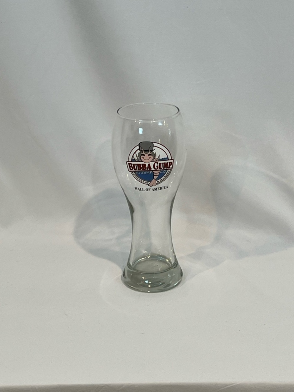 Bubba Gump Clear Glass Pilsner Beer Glass - White/Blue/Red Logo